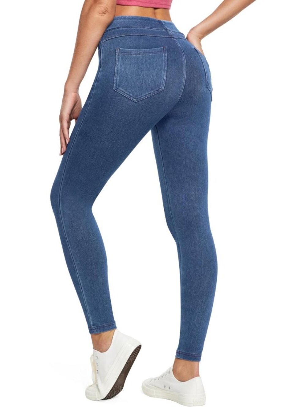 High Waist Stretchy Denim Jeggings for Women | Pull-On Comfort Fit Leggings